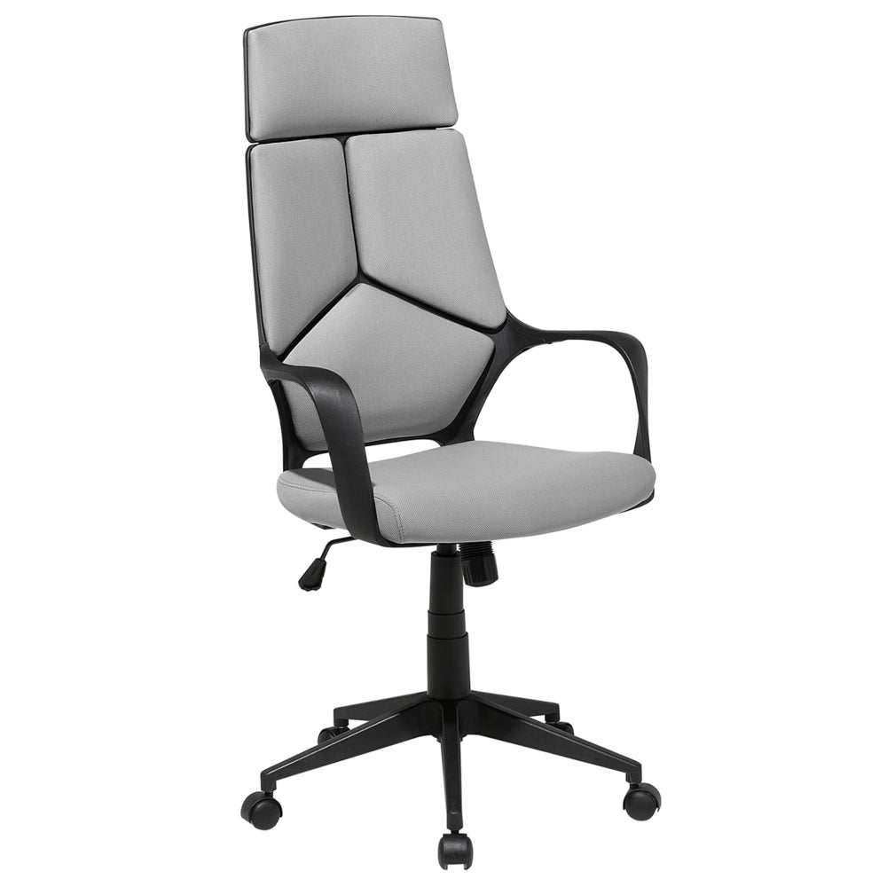 Sedia da Ufficio Scrivania Girevole in Tessuto Grigio e Nero Computer Sedile Regolabile Schienale Reclinabile