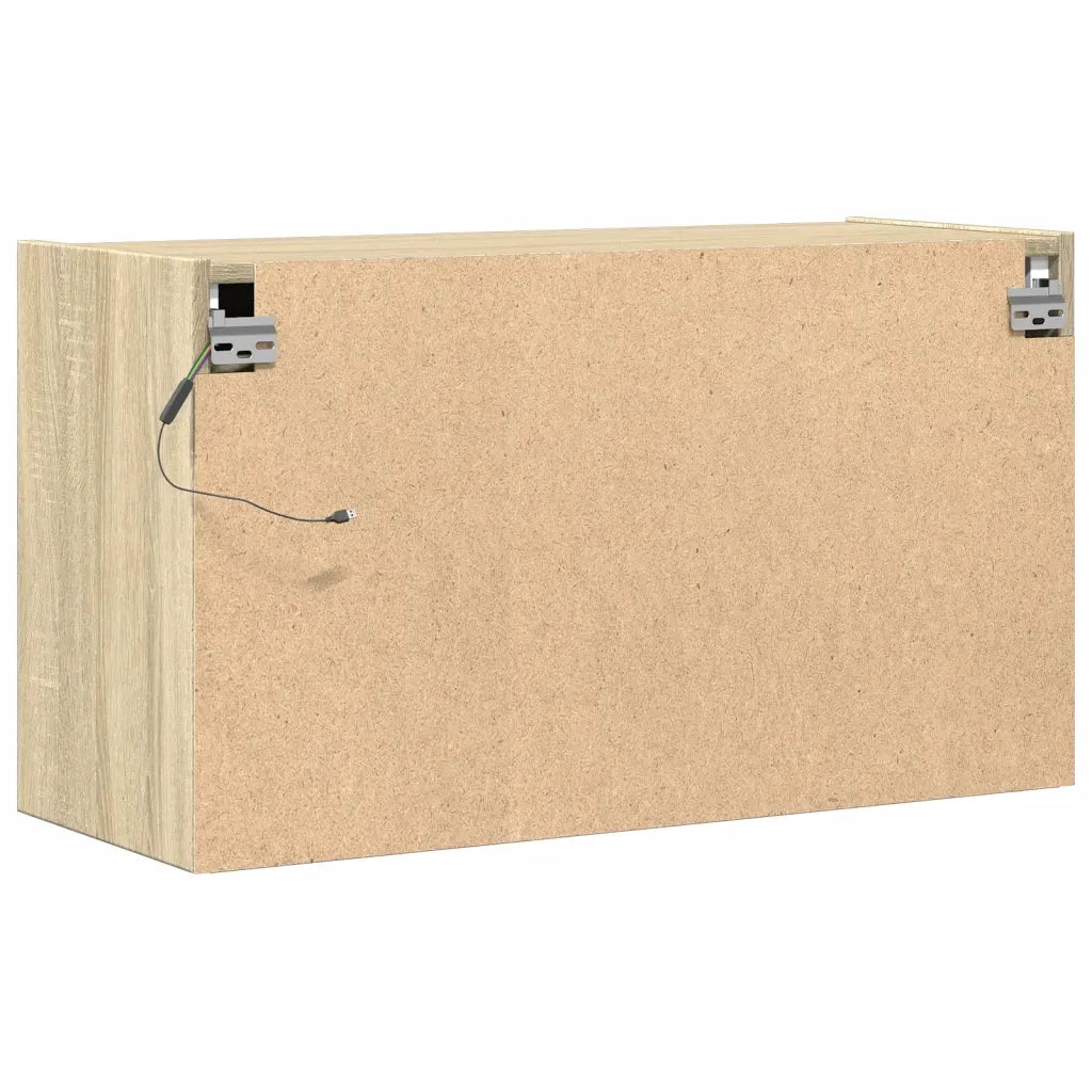 vidaXL Mobile TV a Parete con Luci LED Rovere Sonoma 80x31x45 cm
