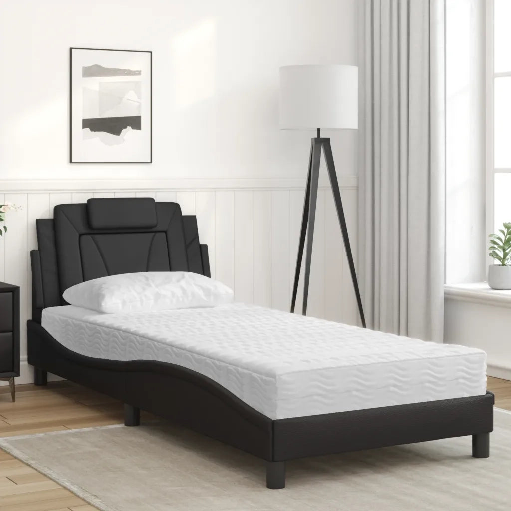 Letto Viana con Materasso Nero 90x190 cm in Similpelle 3208761