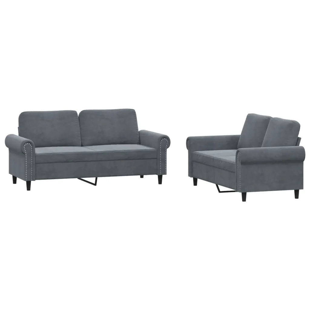 Set di Divani 2 pz con Cuscini Grigio Scuro in Velluto 3202211