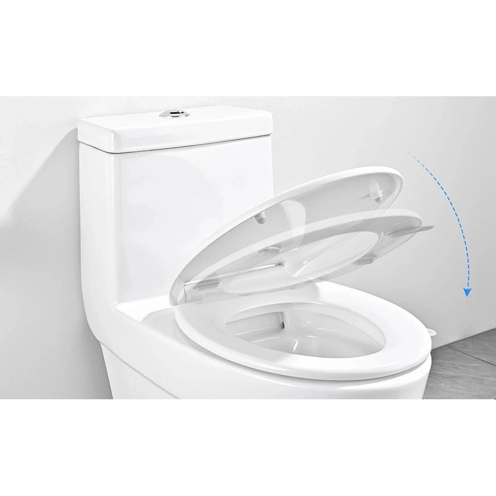 Trade Shop - Copriwater Uf Universale Sedile Wc Bianco Water Bagno Forma D Chiusura Ammortizzata 87645 -
