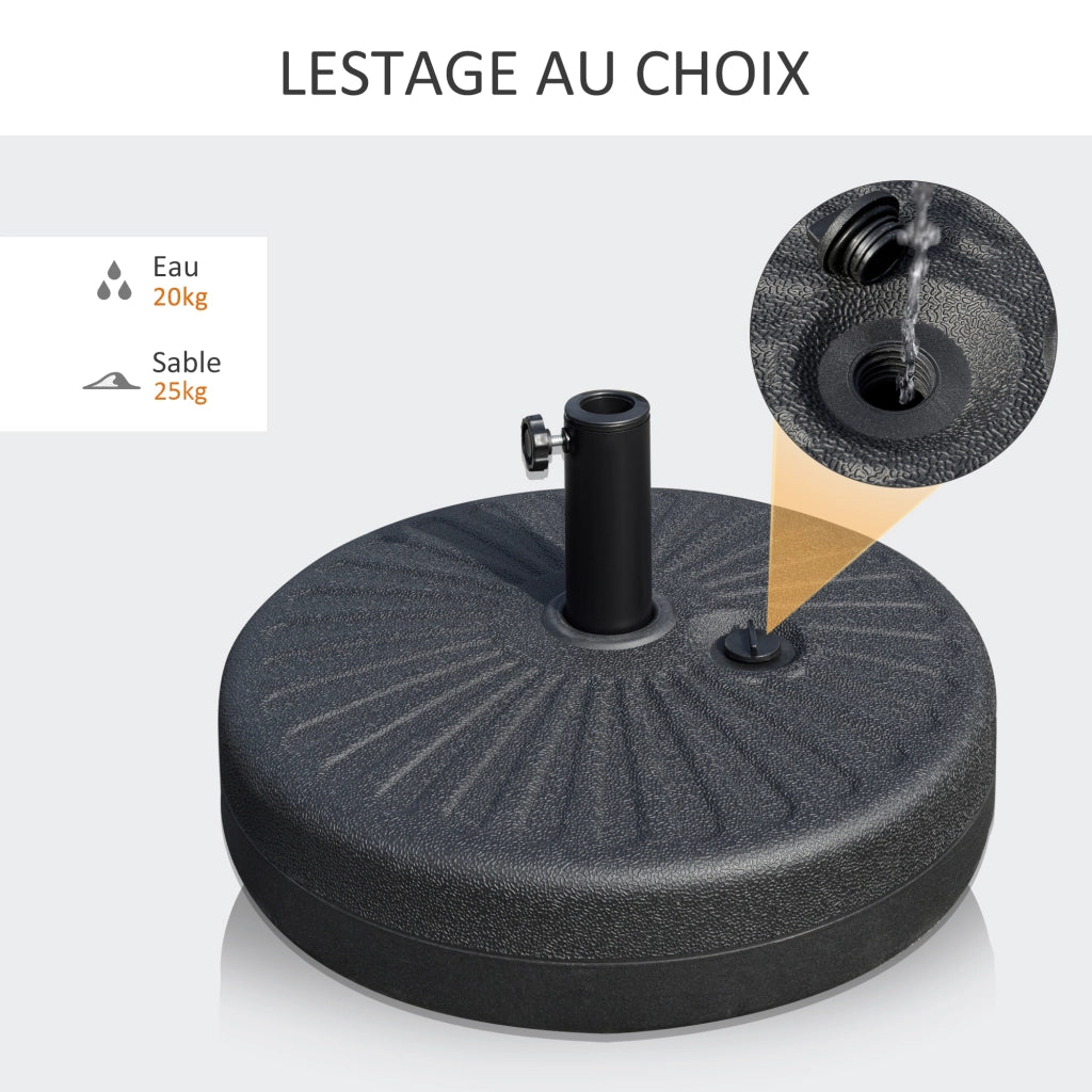 Base per Parasole in Acciaio e HDPE ¨C Zephmum ¨C 51x51x30,5 cm Nero