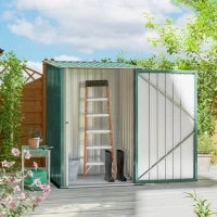 Casetta da Giardino Porta Attrezzi in Acciaio Galvanizzato e Porta, 100x103x160cm, Verde