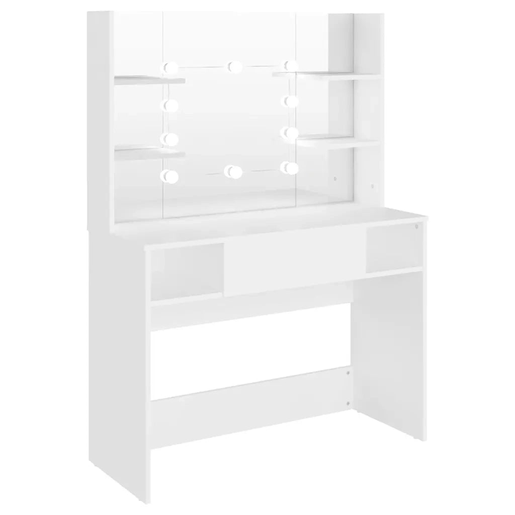 Toeletta | Tavolo da Trucco con Luci LED 100x40x135 cm in MDF Bianca