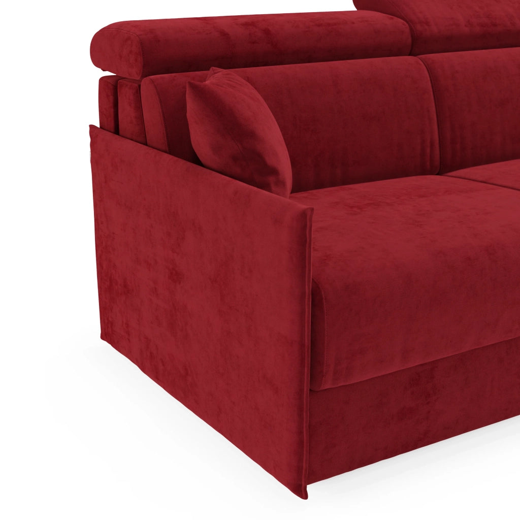 Miryam Divano letto con poggiatesta reclinabili e comfort maxi - design compatto in morbido tessuto smacchiabile T31 169 cm rosso