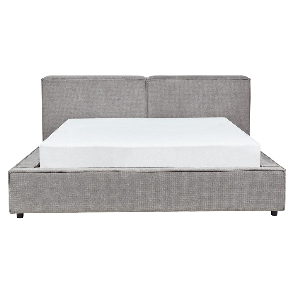 Letto matrimoniale in velluto a coste con struttura a doghe grigio 160 x 200 cm stile classico camera da letto
