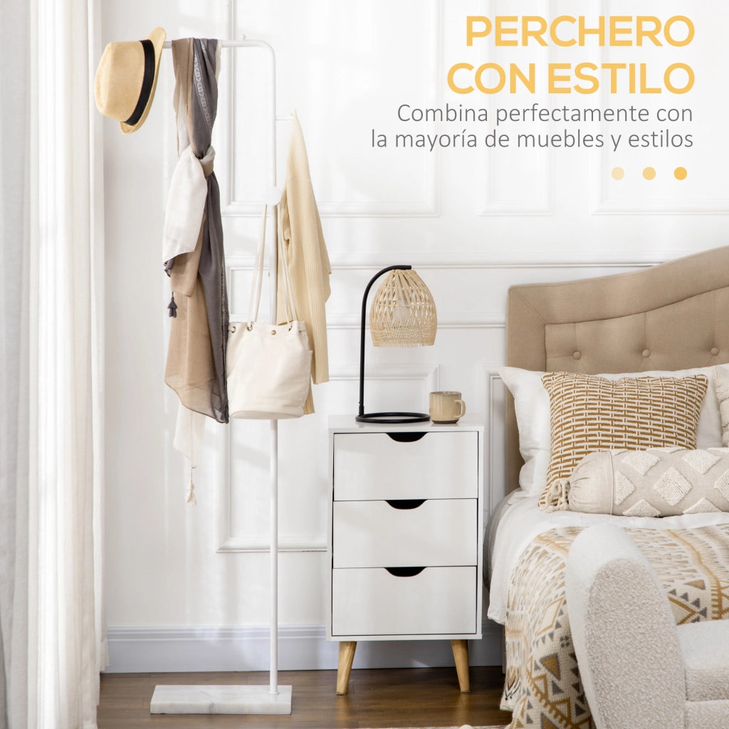Appendiabiti a muro con base marmo e ganci metallo ¨C zephmum ¨C 35x25x170 cm bianco
