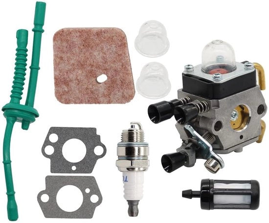 Carburatore compatibile con set di carburatori per Stihl FS38 FS45 FS46 FS55 FS74 FS75 FS80 FS85 HL45 HL75 HS70 HS74 KM55 KM55R Motocultore con carburatore e set di tubi di carburatore con filtro dell'aria di ricambio