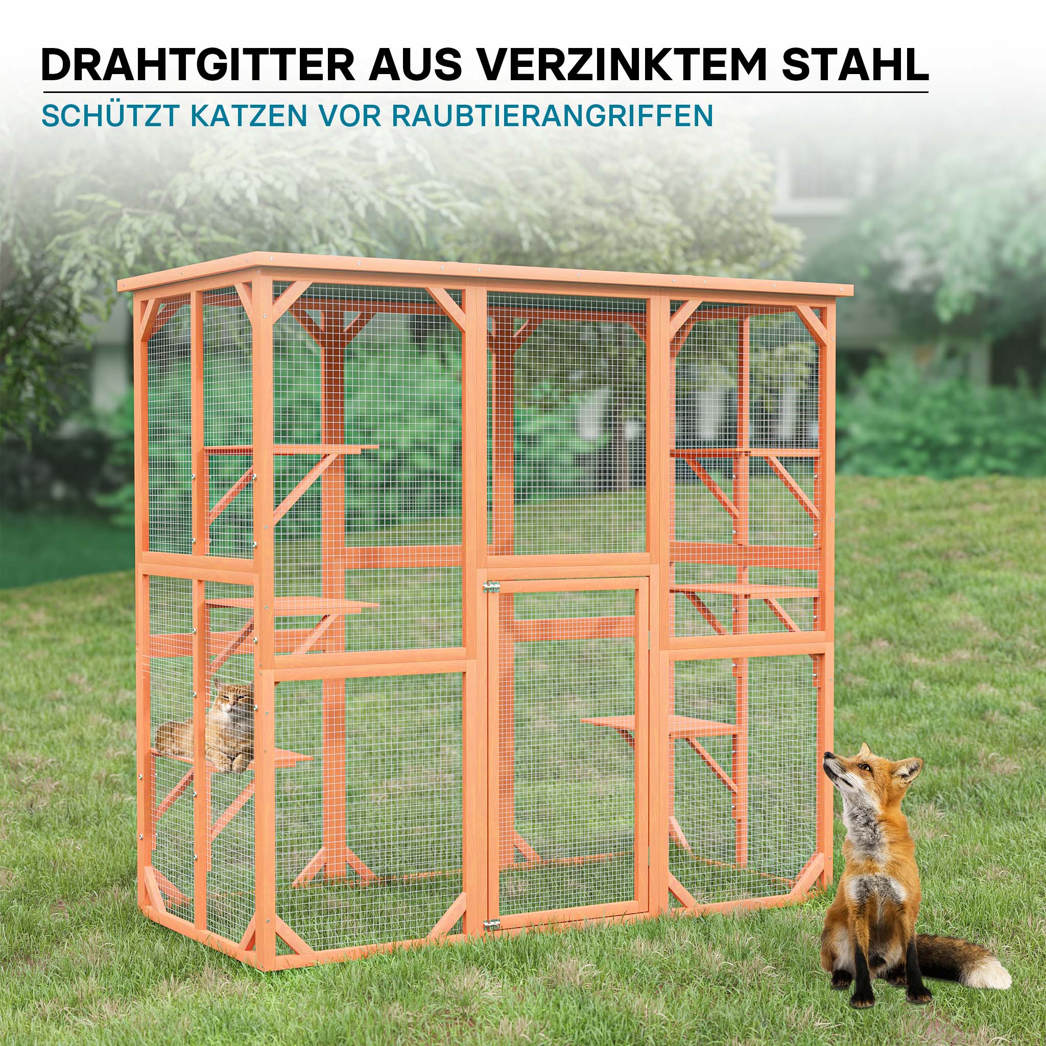 Recinto per gatti da esterno resistente alle intemperie 168 x 82 x 166,5 cm 6 piattaforme Parco Gabbia