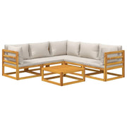 Set di mobili da giardino mobili da esterno 6 pezzi con cuscini grigio chiaro legno massello 02_0016778