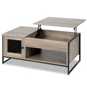 Tavolino da caffè sollevabile 104 x 52,5 x 58 cm con pratico contenitore e design industriale in legno grigio 20_0013751