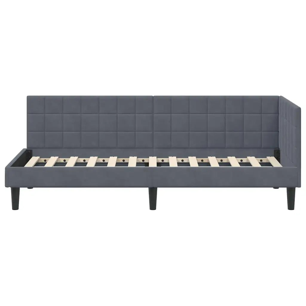 Cornice del letto ad angolo Grigio scuro 80 cm x 200 cm Velluto 42016409