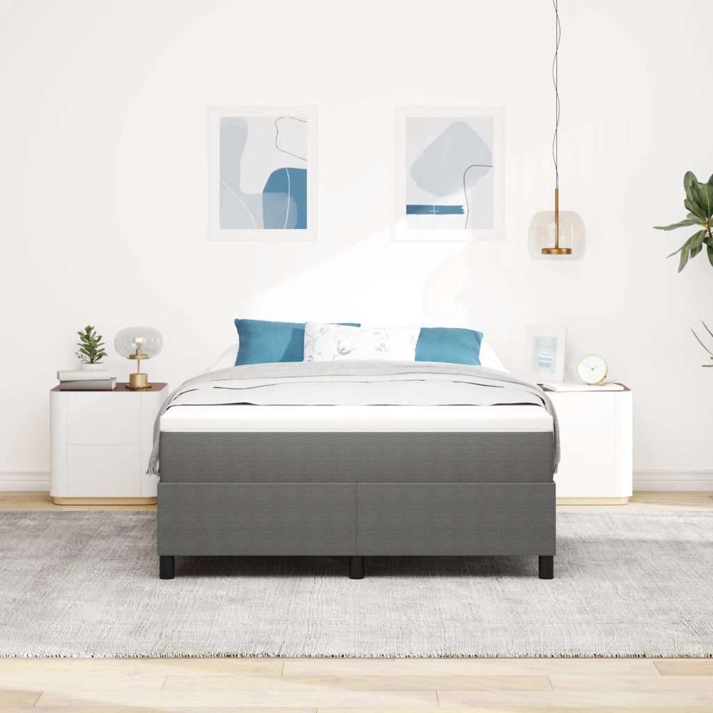 Letto a Molla con Materasso Grigio Chiaro 160x200 cm Tessuto a Coste