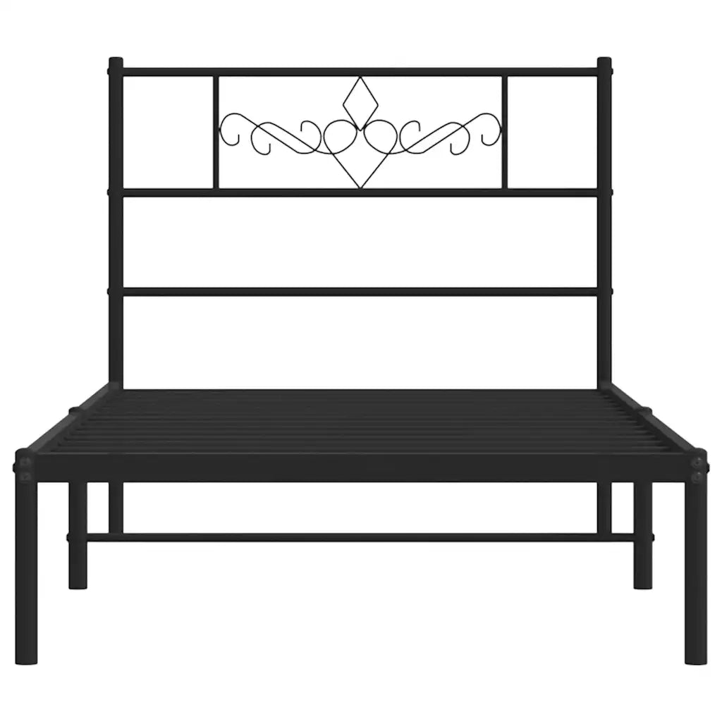 Giroletto con Testiera in Metallo Nero 100x190 cm 355261