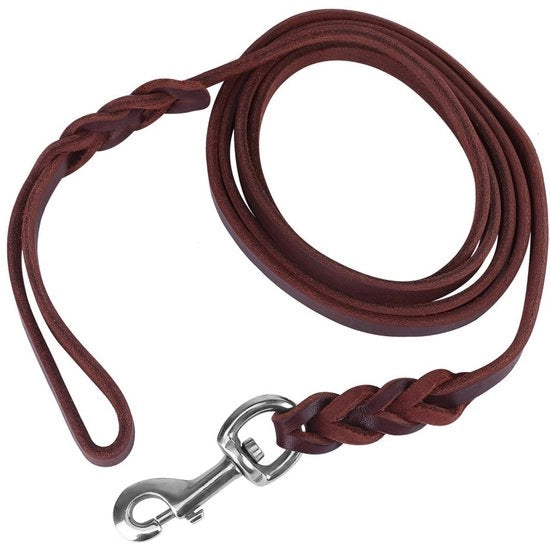 Cinturone per Cani in Pelle - Rilievo 1,2 Metri - Chiusura a Pistone con Blocco di Sicurezza - Ideale per Escursioni e Jogging - Cinturone per Cani in Pelle Durevole
