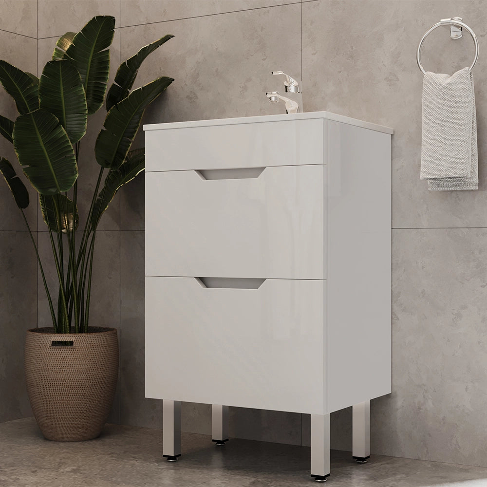 Vicco Set mobili bagno Bianco 2 parti, con lavabo e 2 cassetti