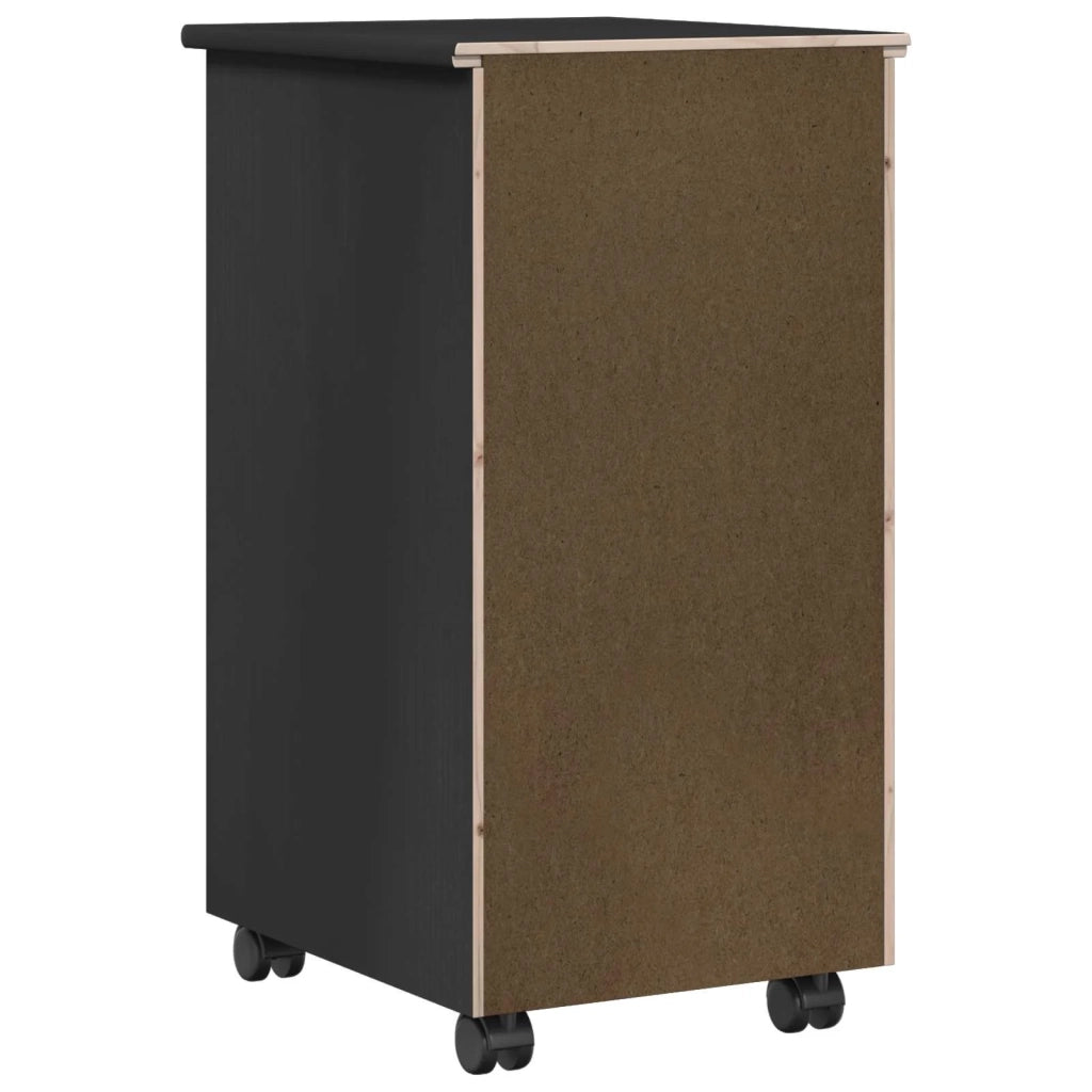 Mobile con Ruote Nero 34 x 39 x 65,5 cm Legno di pino massiccio
