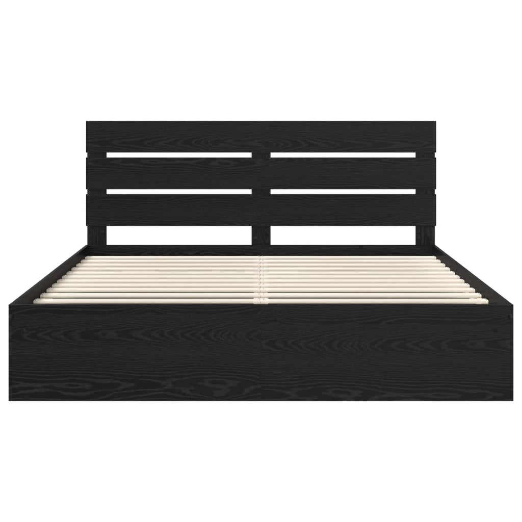 Struttura del letto-Giroletto Nero 200 x 200 cm Pino massello 624991