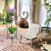 Reclamo a due livelli per piante in metallo - supporto per piante per decorazione indoor/outdoor - altezza e larghezza 68 x 30 cm - metallo sostenitore del supporto per piante per angolo in giardino - nero