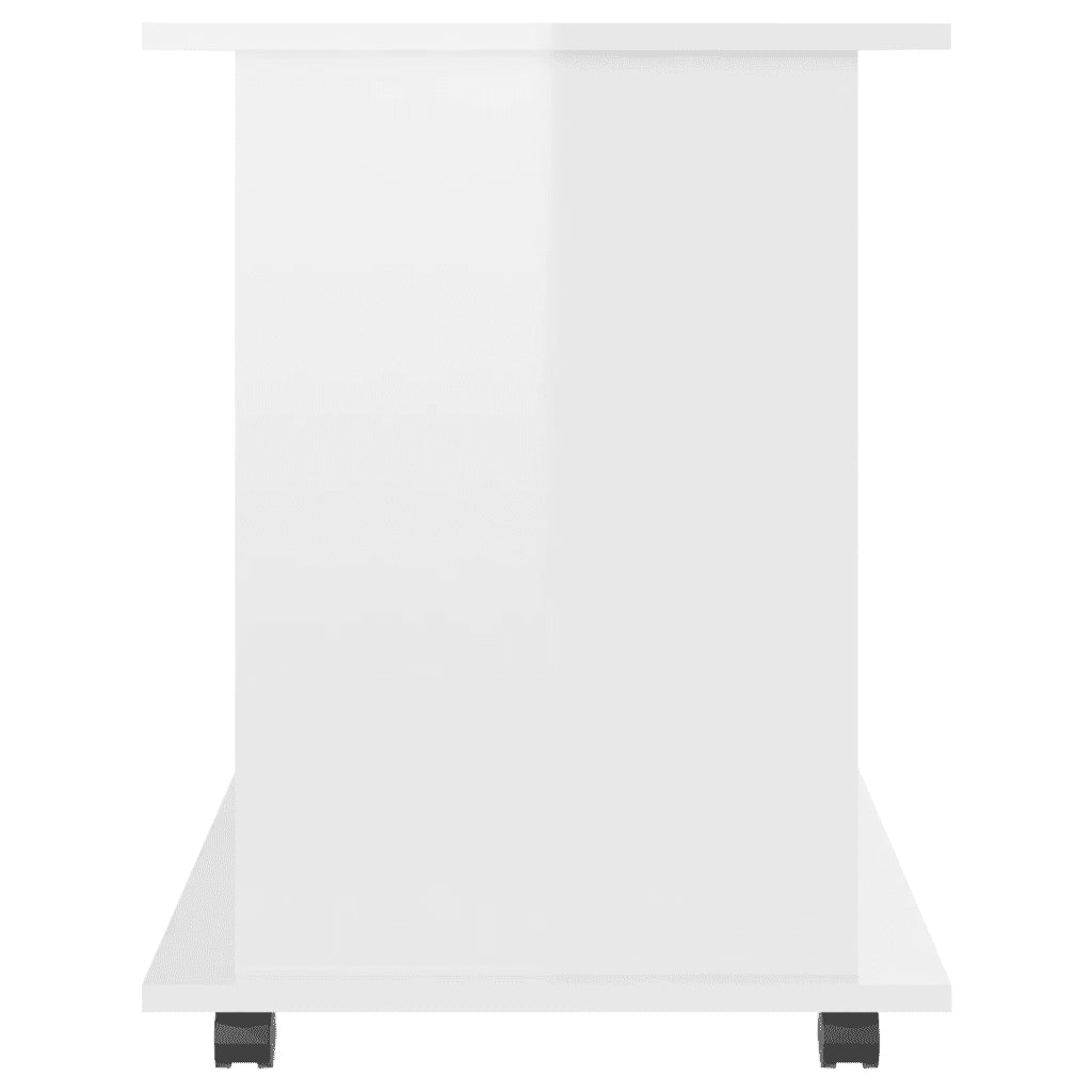 Mobiletto con Ruote Bianco Lucido 60x45x60 cm Legno Multistrato 808482