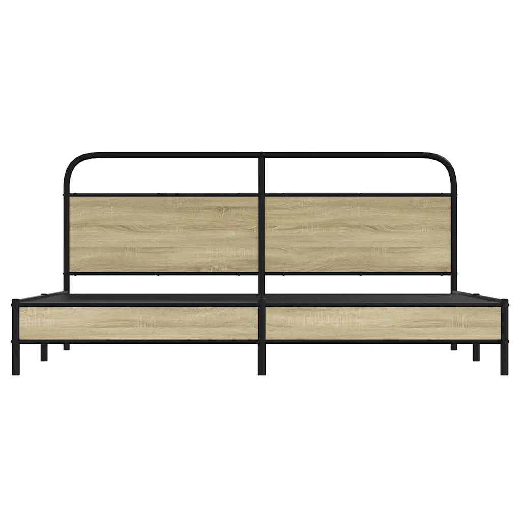 Letto matrimoniale | Letto per adulti | Giroletto senza Materaso in Metallo Rovere Sonoma 200x200 cm