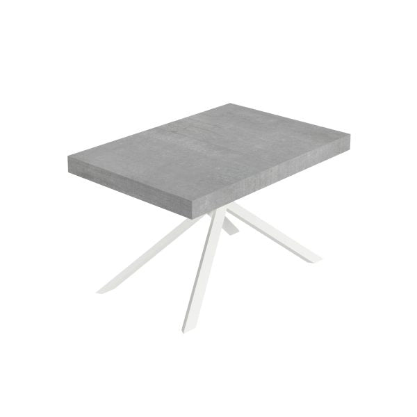 Tavolo Allungabile 140-400x90x74 cm Niket Cemento Gambe Bianche