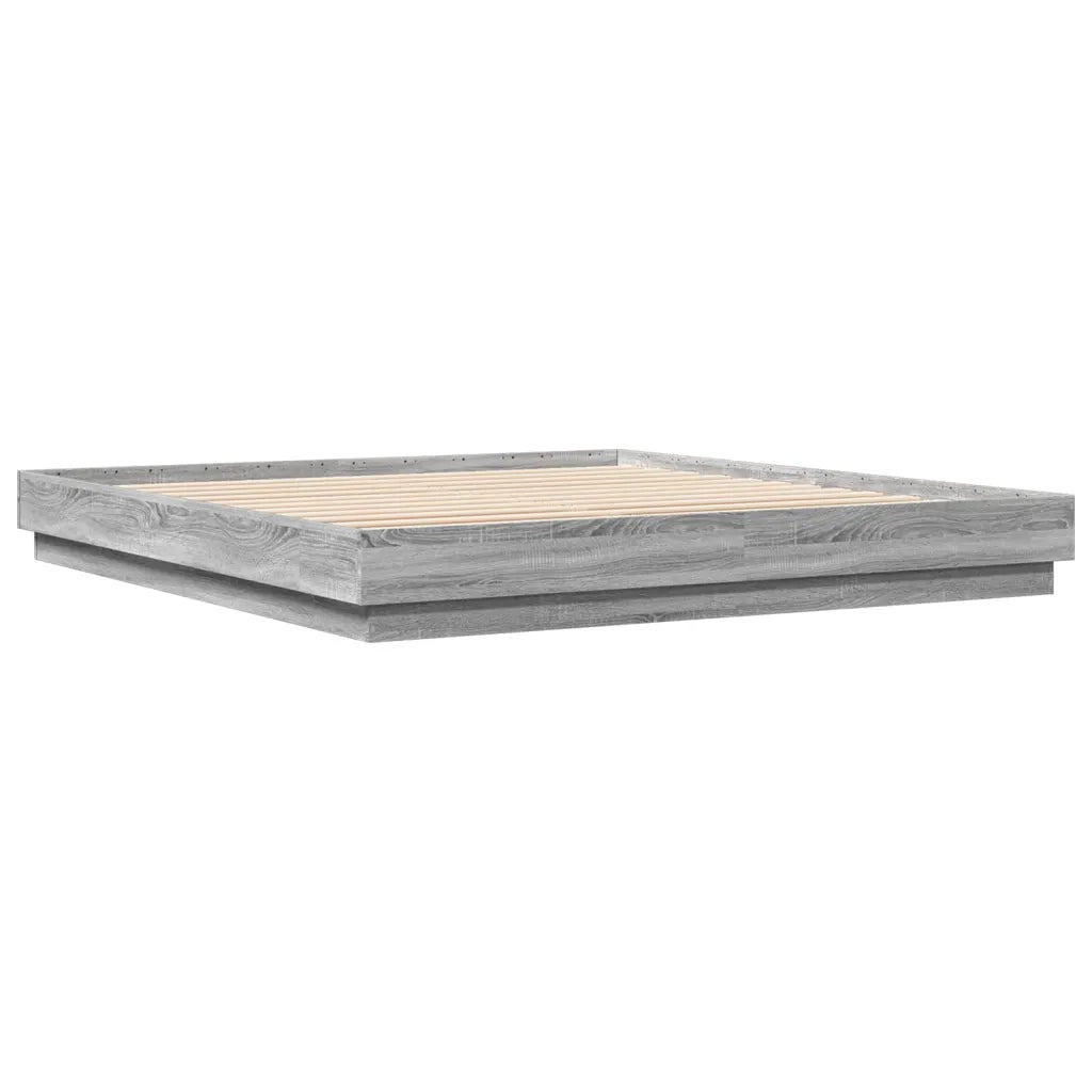 Letto matrimoniale | Letto per adulti | Giroletto Grigio Sonoma 200x200 cm in Legno Multistrato
