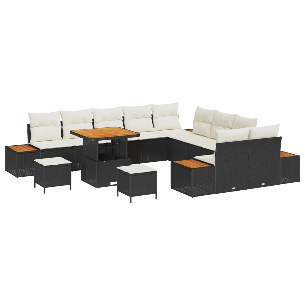 Set Divano da Giardino con cuscino 13 pcs Nero e Crema 3363360