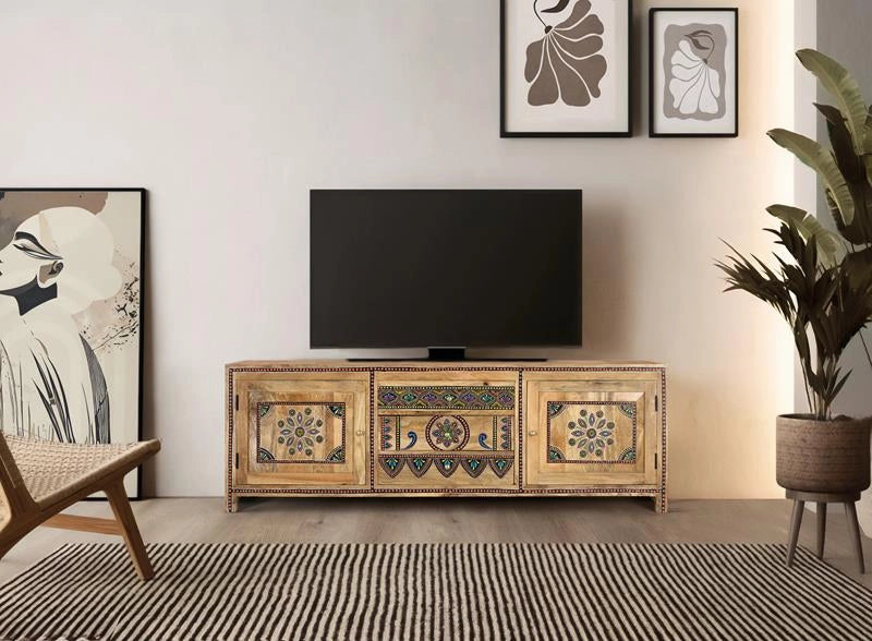 Mobile TV realizzato a mano in legno di mango 150 cm