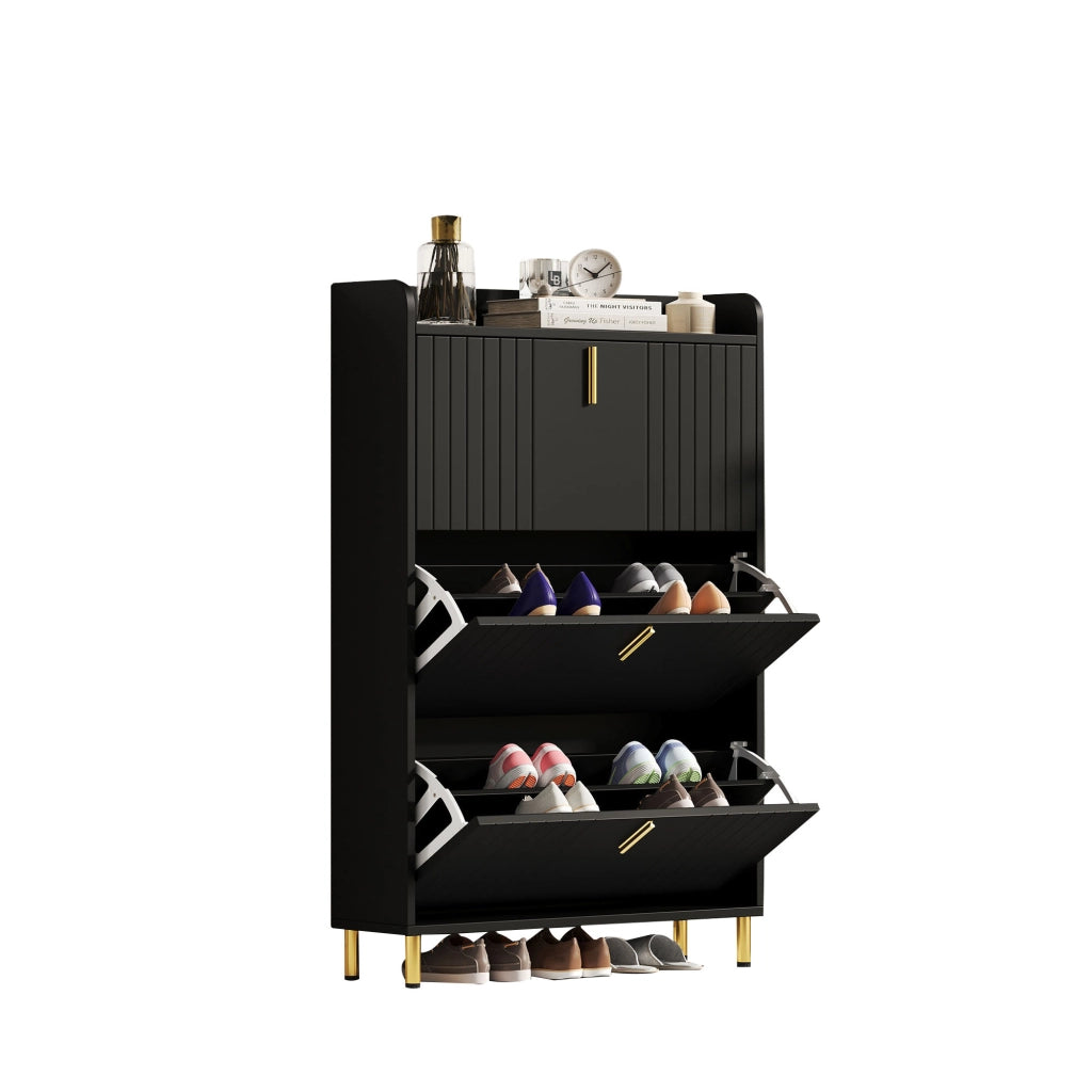 Scarpiera 80x23x123.5 cm con ripiani regolabili in MDF nero