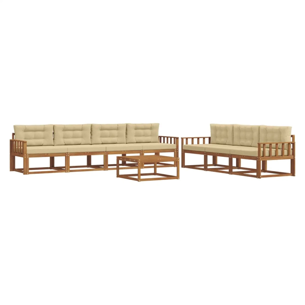 Set di divani da esterno con cuscino 8 pcs Naturale e Beige 3367296