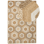Tappeto corridoio in iuta beige intrecciato a mano con motivo geometrico 200 x 300 cm ingresso stile boho rustico