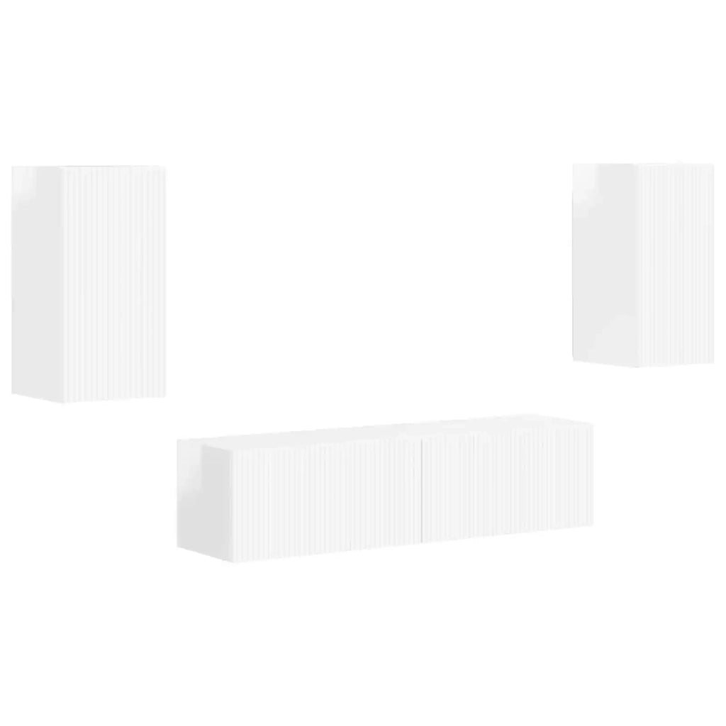 Set mobile TV 4 pcs Bianco Lucido Legno multistrato