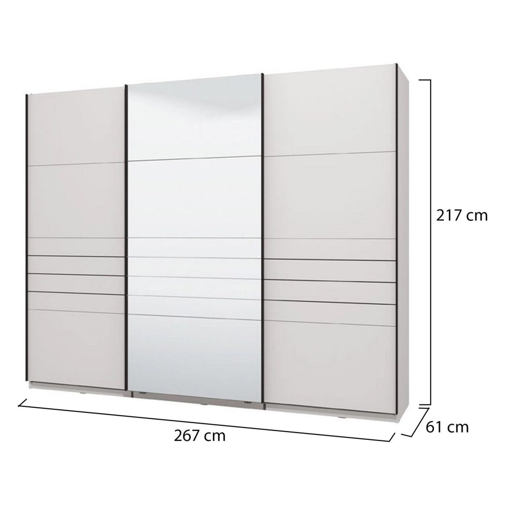 Armadio Camera da Letto Tures, Guardaroba Grande Appendiabiti, 267x217h cm Bianco Opaco