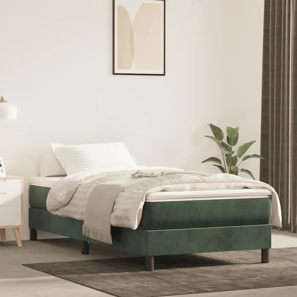 Materasso a Molle-Materasso per letto Verde Scuro 80x220x20 cm in Velluto