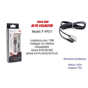 Trade Shop - Cavo Filo Usb Veloce Ricarica Per Iphone 5volt - 2000ma 1,50mt Maxtech F-ip011 -