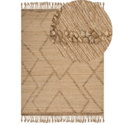 Tappeto Beige Juta 160 x 230 cm Tessuto a mano Linee geometriche con nappe Stile naturale Boho Tessile