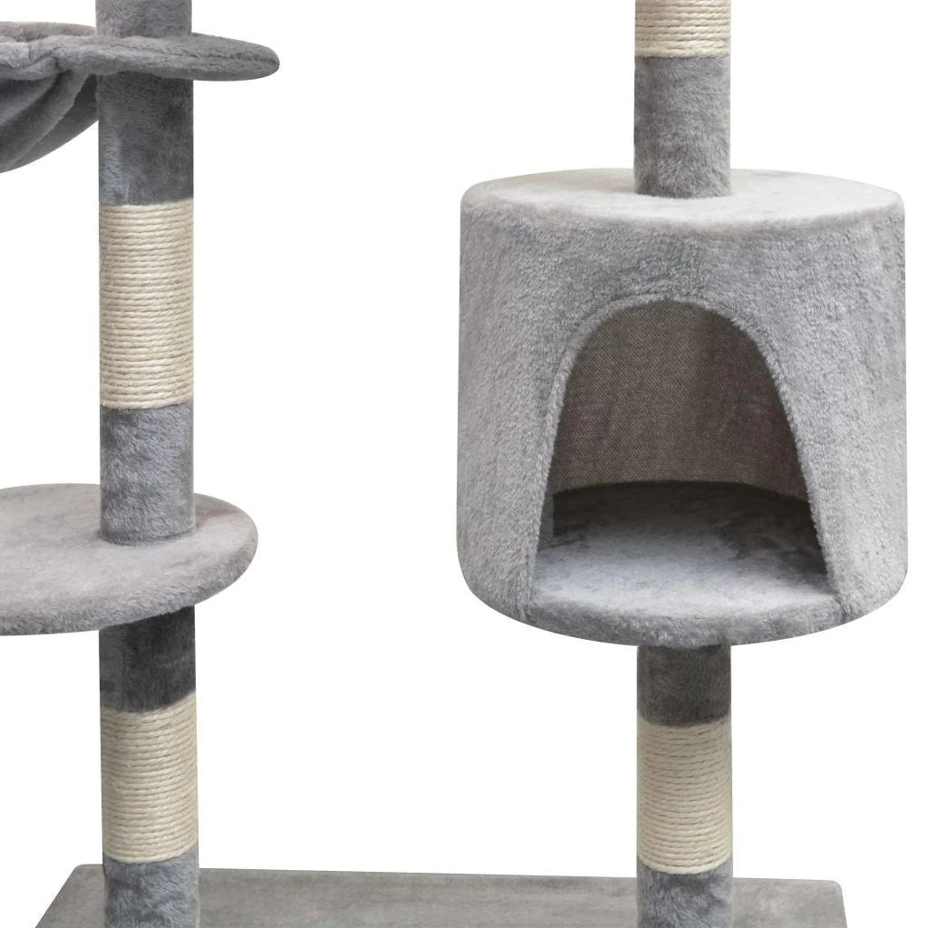 Tiragraffi albero per gatti cuccia per gatti giocattolo peluche sisal 125 cm grigio 3702185