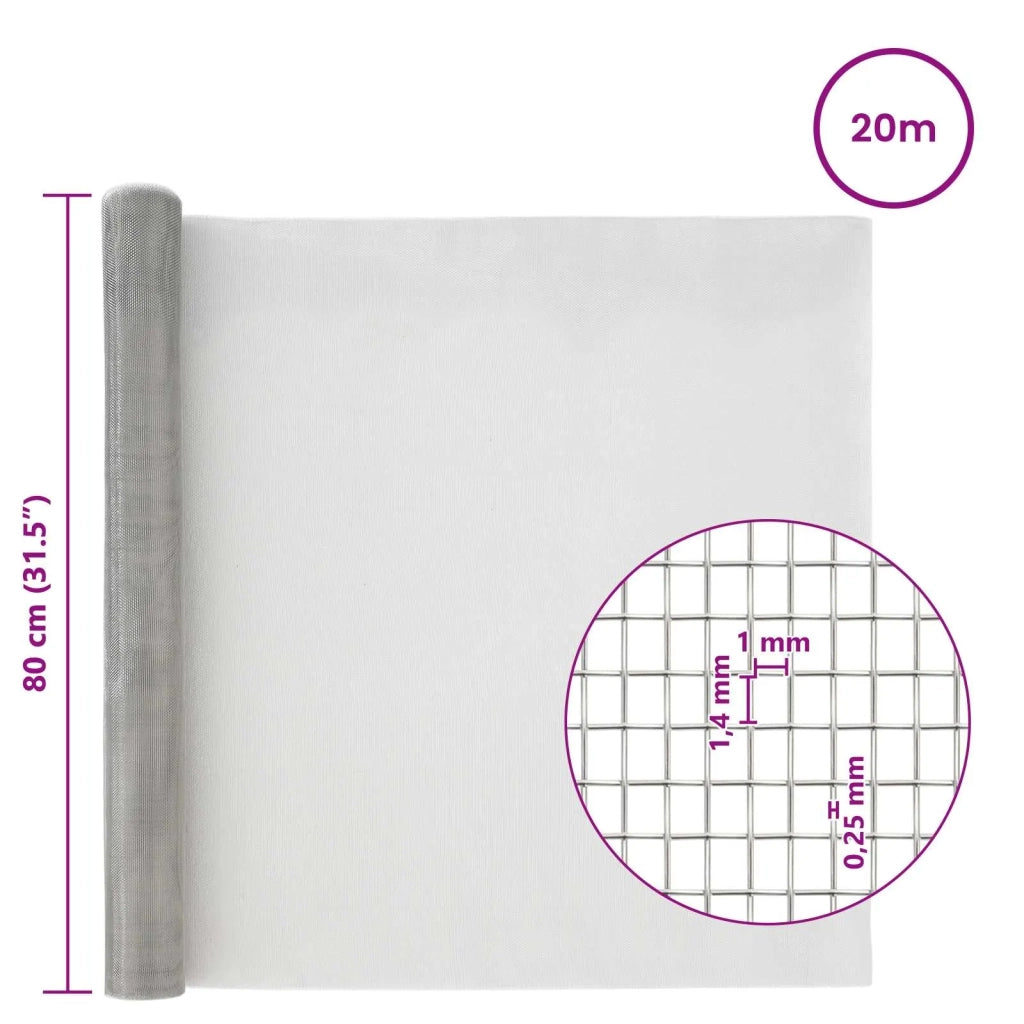 Rete per schermatura 80 x 2000 cm 18 Mesh Argento 42039619