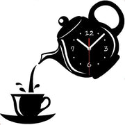 Ora Moderna a Parete con Orologio a 3D Specchio per la Cucina, Decorazione per la Parete con Orologio, per Casa Ristorante Ufficio Hotel (Nero)