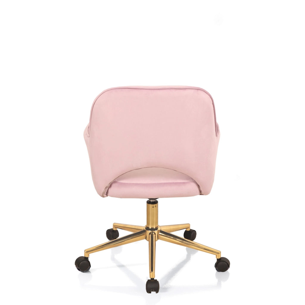Poltrona da ufficio in tessuto velluto rosa cm H.80/88 x L.57 x P.58