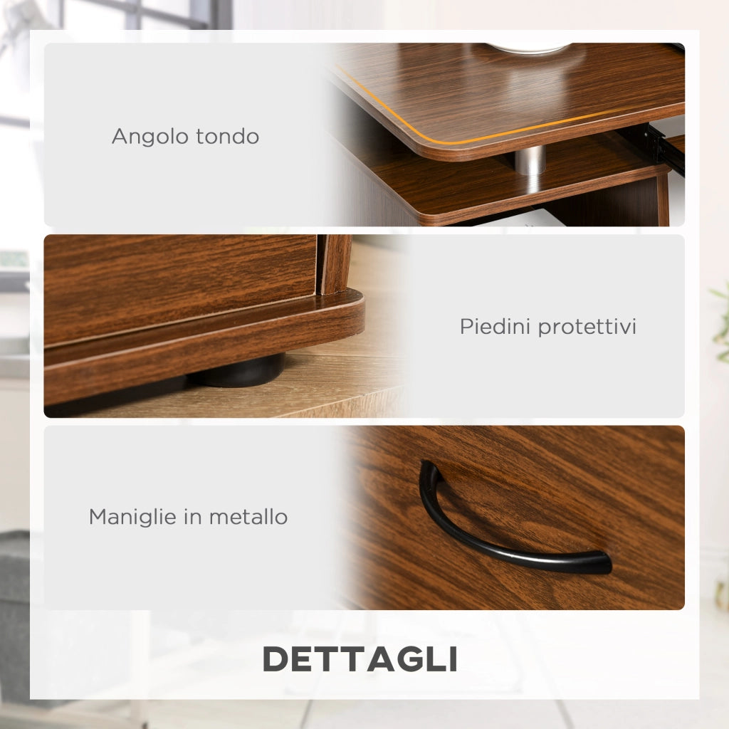 Scrivania per Computer con Libreria e Cassetti ¨C zephmum ¨C Legno, Marrone, 120x55x85cm