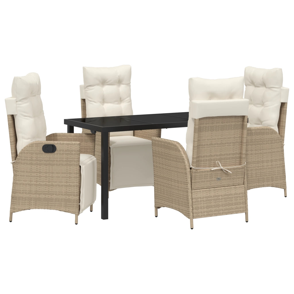 Set da Pranzo Giardino 5 Pezzi Beige Rattan PE