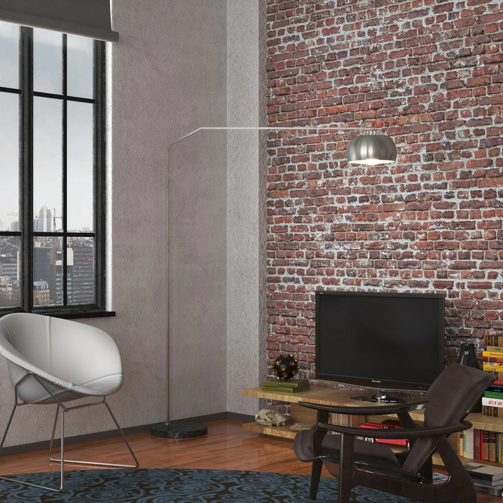 Piantana Contemporanea Slope Marmo Piatto Nero Metallo Cromo 1 Luce E27