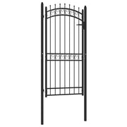 Cancello per Recinzione con Punte in Acciaio 100x200 cm Nero cod mxl 44388