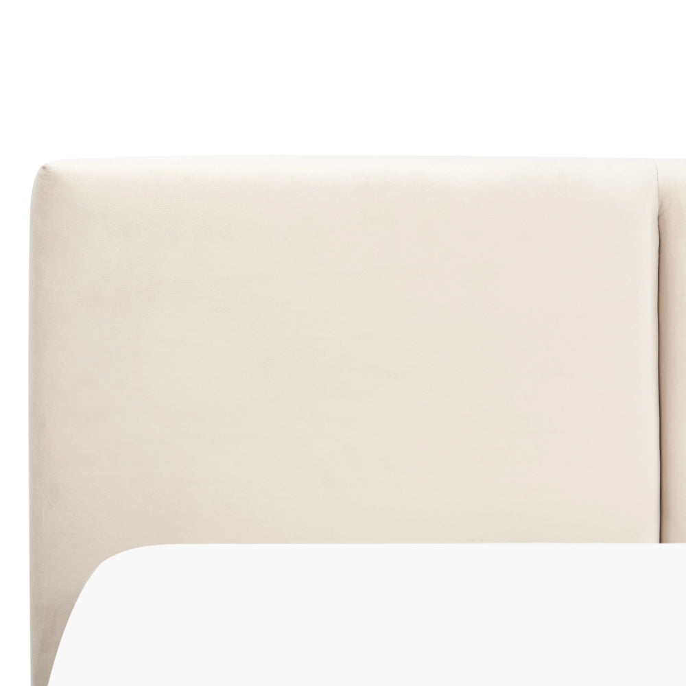 Letto Ottomano Beige Chiaro Velluto Tappezzato 160 x 200 cm Testiera Travestita Funzione Contenitore