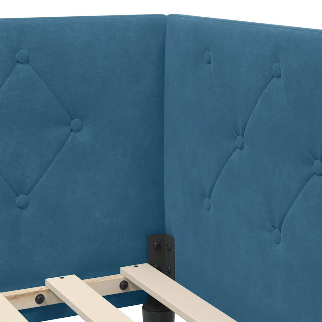Cornice del letto ad angolo Blu 80 x 200 cm Velluto