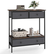 Tavolo consolle industriale con cassetti e ripiano aperto struttura in metallo-Tavolino rustico da soggiorno dimensioni 80 x 30 x 85,5 cm