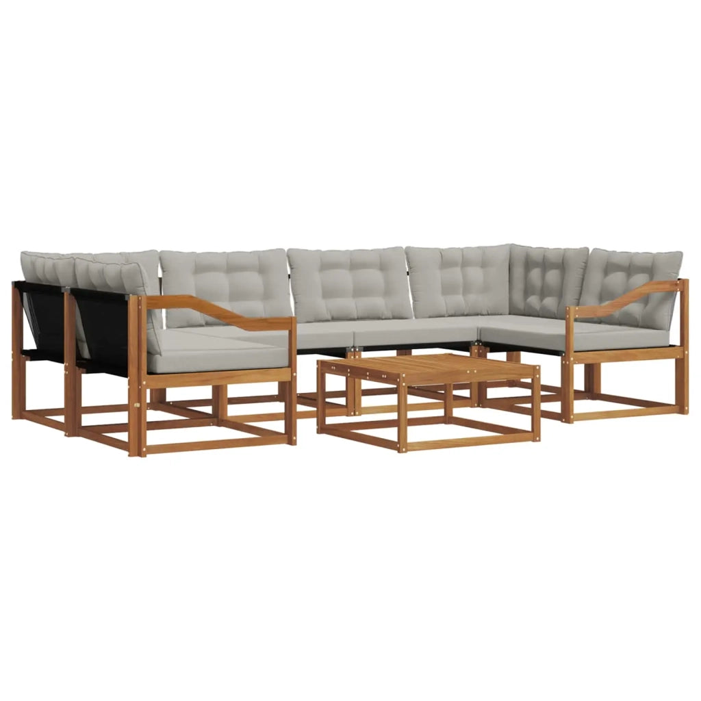 Set di divani da esterno 7 pcs Grigio Naturale e Chiaro 3369250