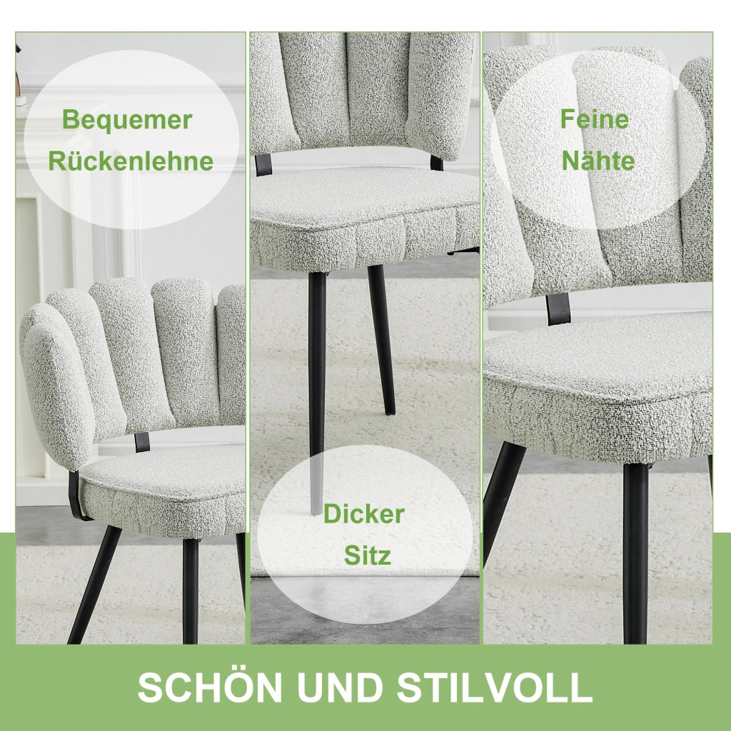 SEDIA Da pranzo Set da 2 pezzi 80 cm Tessuto grigio chiaro e metallo nero